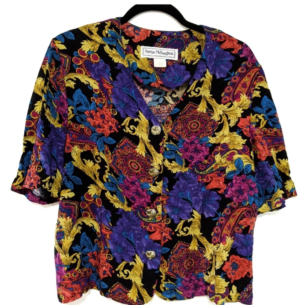 VINTAGE COLORFUL BLOUSE - Picture 1 of 6